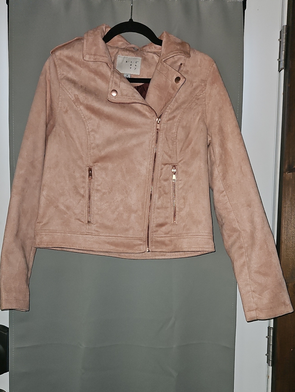 a new day Blush Suede Moto Jacket